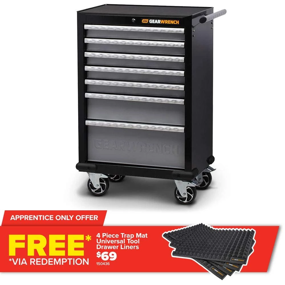 GEARWRENCH 26inch 7 Drawer Roller Cabinet XL Series - Black/Silver 83155N 3 GEARWRENCH 26inch 7 Drawer Roller Cabinet XL Series - Black/Silver 83155N