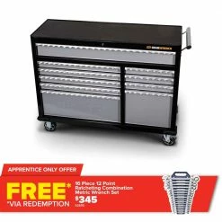GEARWRENCH 53inch 9 Drawer XL Series Black/Silver Roller Cabinet 83158N