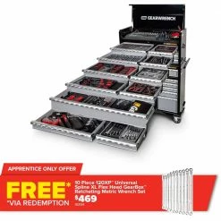GEARWRENCH 530 Piece Tool Kit 42" 8 Drawer Chest & 11 Drawer Trolley 89920