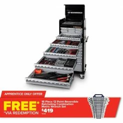 GEARWRENCH 326 Piece Tool Kit 26" 7 Drawer Chest & 7 Drawer Trolley 89915