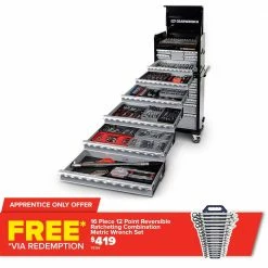 GEARWRENCH 311 Piece Tool Kit 26" 7 Drawer Chest & 7 Drawer Trolley 89912