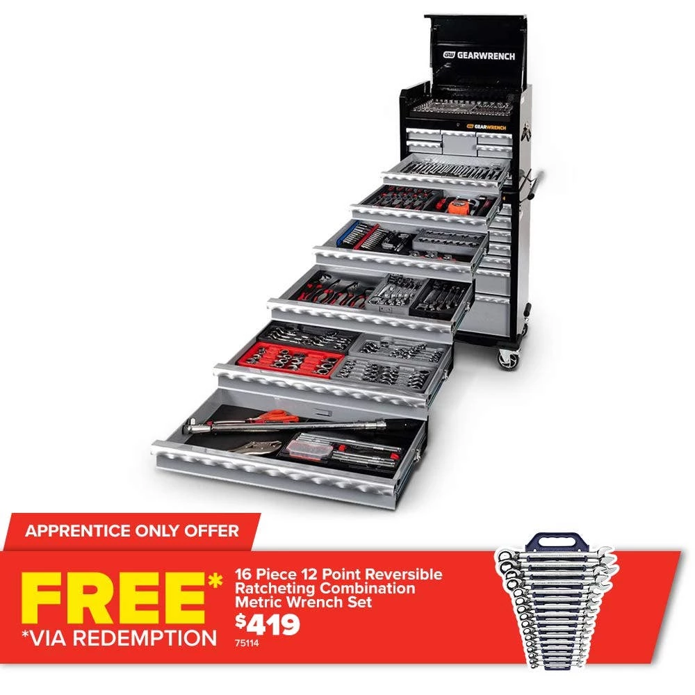 GEARWRENCH 311 Piece Tool Kit 26" 7 Drawer Chest & 7 Drawer Trolley 89912 3 GEARWRENCH 311 Piece Tool Kit 26" 7 Drawer Chest & 7 Drawer Trolley 89912