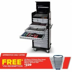 GEARWRENCH 209 Piece Tool Kit 26" 7 Drawer Chest & 7 Drawer Trolley 89901