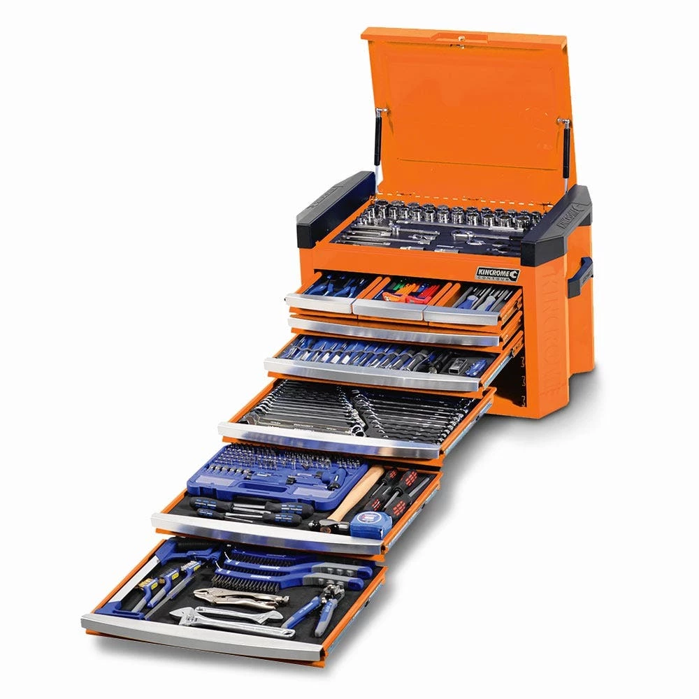 KINCROME 328 PIECE 1/4, 3/8 And 1/2 Inch Drive Contour Tool Chest Kit Flame Orange K1502O