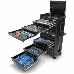KINCROME 266 Piece 12 Drawer Contour Black Chest & Trolley Workshop K1905MBTT