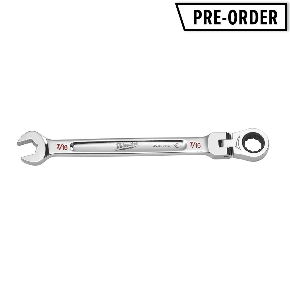 MILWAUKEE 7/16" AF R/OE Flex Head Racheting Spanner 45969813 3 MILWAUKEE 7/16" AF R/OE Flex Head Racheting Spanner 45969813