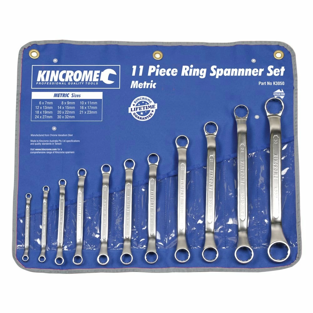 KINCROME 11 Piece Ring Spanner Set - Metric K3050 3 KINCROME 11 Piece Ring Spanner Set - Metric K3050