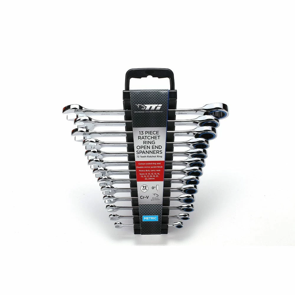 TTI 13 Piece 72 Tooth Metric Ratcheting Spanner Set TRTSM13 3 TTI 13 Piece 72 Tooth Metric Ratcheting Spanner Set TRTSM13