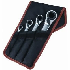 BAHCO 4 Piece Metric Ratcheting Ring End Spanner Set With Wallet S4RM4T
