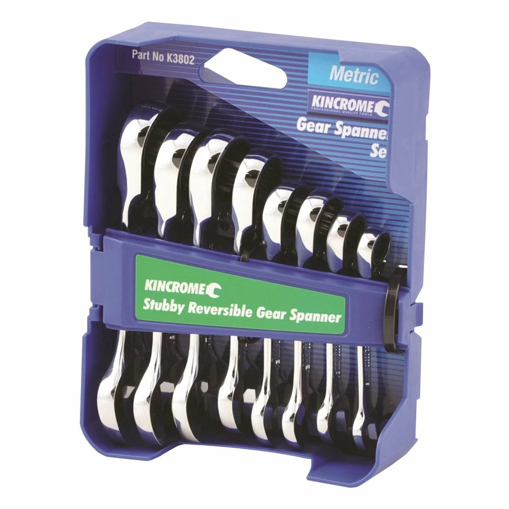 KINCROME 8 Piece Combination Stubby Gear Spanner Set K3802 3 KINCROME 8 Piece Combination Stubby Gear Spanner Set K3802