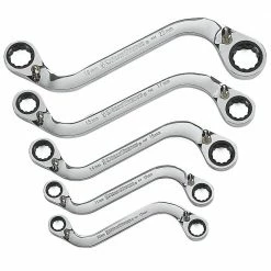 GEARWRENCH 5 Pcs 12 Point Metric S-Shape Reversible Double Box Ratcheting Wrench Set 85299
