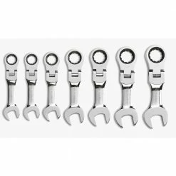 GEARWRENCH 7 Pcs 12 Point SAE Stubby Flex Combination Ratcheting Wrench Set 9570
