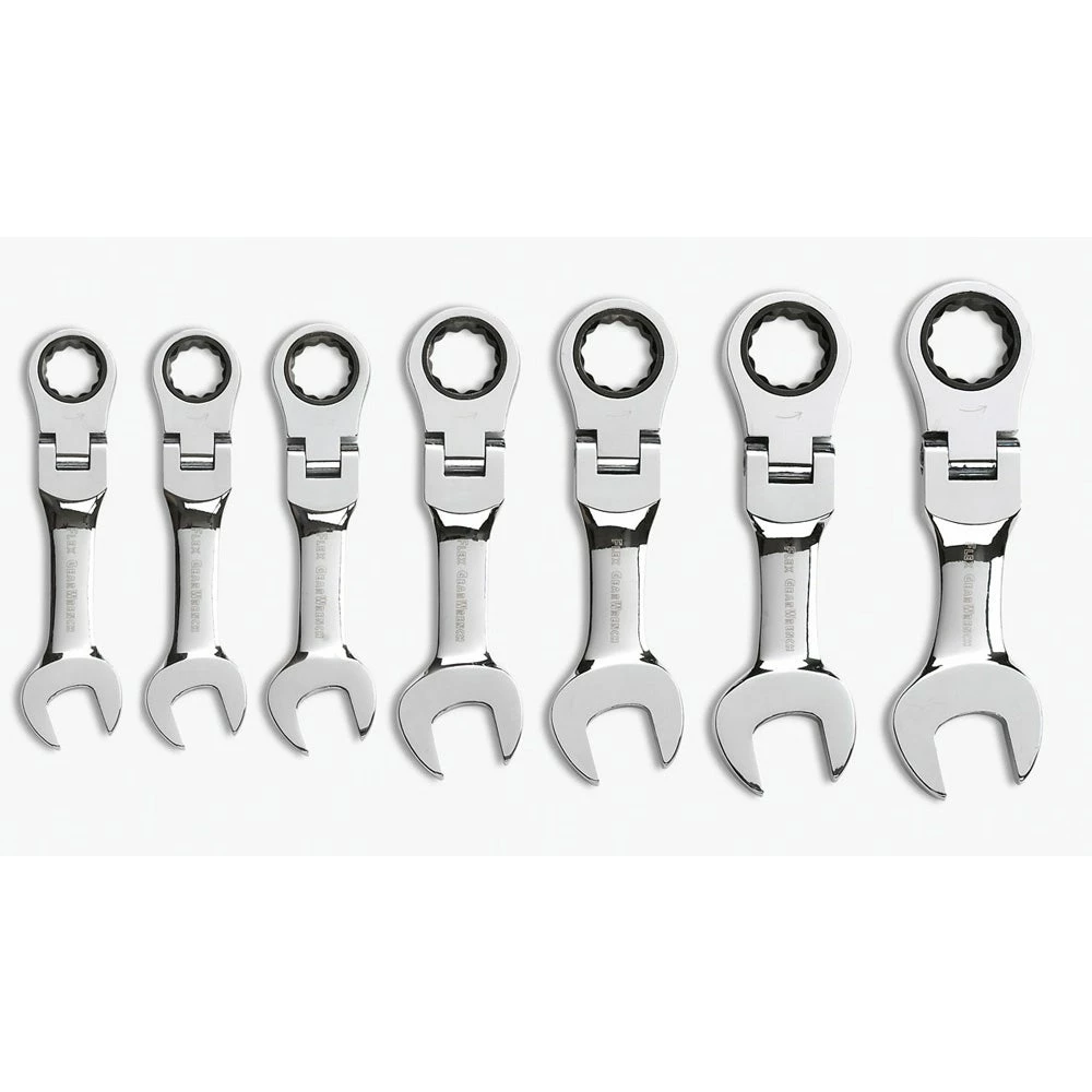 GEARWRENCH 7 Pcs 12 Point SAE Stubby Flex Combination Ratcheting Wrench Set 9570 3 GEARWRENCH 7 Pcs 12 Point SAE Stubby Flex Combination Ratcheting Wrench Set 9570