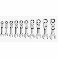 GEARWRENCH 10 Pcs 12 Point Metric Stubby Flex Combination Ratcheting Wrench Set 9550