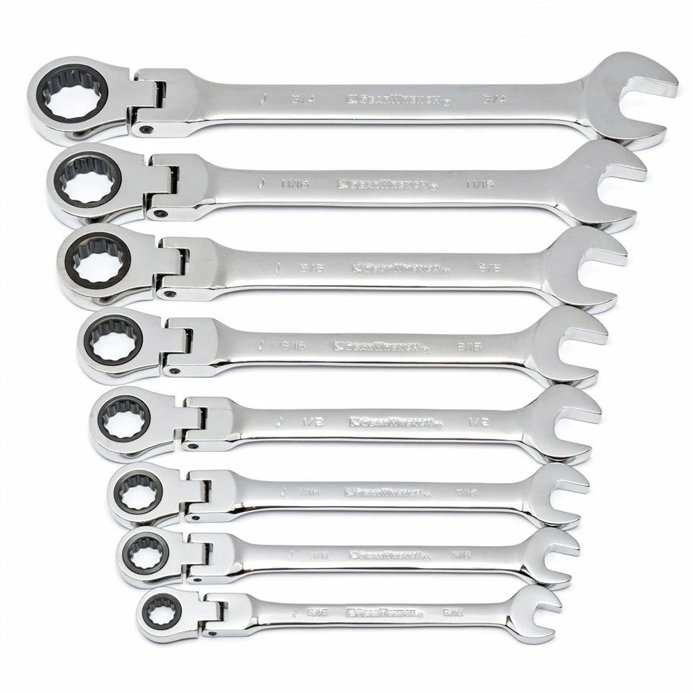 GEARWRENCH 8 Pcs 12 Point SAE Flex Combination Ratcheting Wrench Set 9701 3 GEARWRENCH 8 Pcs 12 Point SAE Flex Combination Ratcheting Wrench Set 9701
