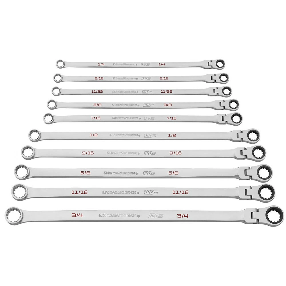 GEARWRENCH 10 Pcs 120XP Universal Spline SAE XL Flex GearBox Ratcheting Wrench Set 86142 3 GEARWRENCH 10 Pcs 120XP Universal Spline SAE XL Flex GearBox Ratcheting Wrench Set 86142